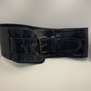 Jocasi London Vintage 80's Gator Print Wide Black Belt